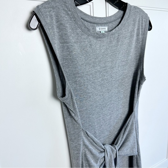 SUSINA Sleeveless Gray T-shirt Tie Waist Dress Cotton Blend Small - Picture 8 of 13